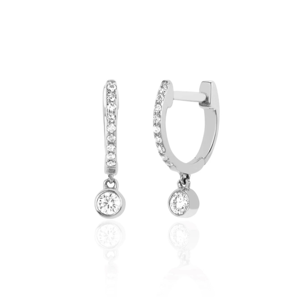EF COLLECTION DIAMOND BEZEL DROP MINI
HUGGIE EARRING - WHITE GOLD